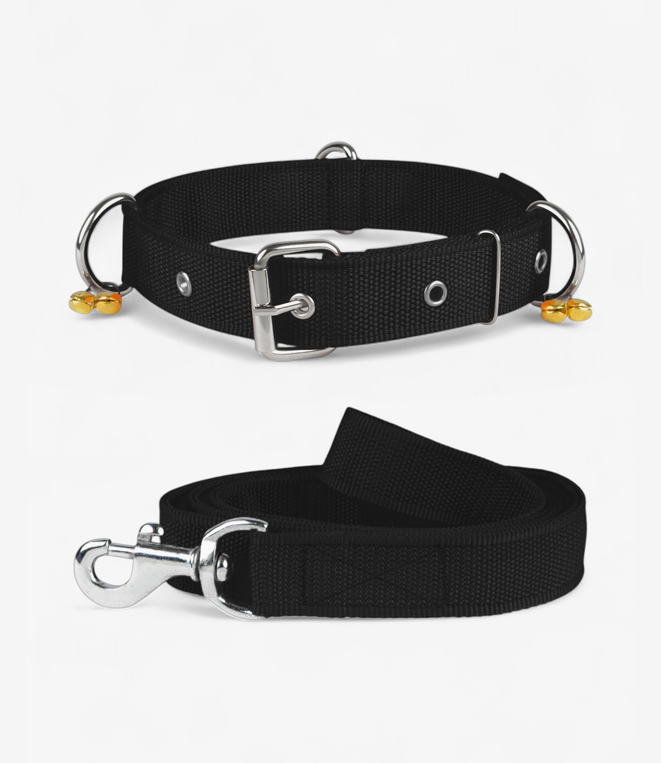 Bell Collar & Leash For Dog - Black