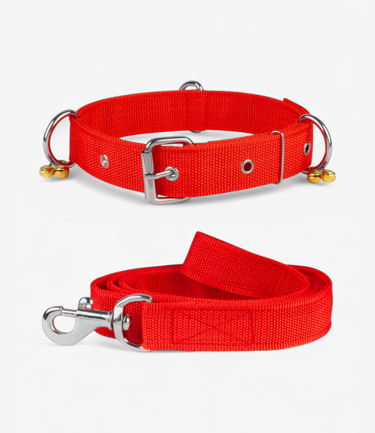 Bell Collar & Leash For Dog - Red