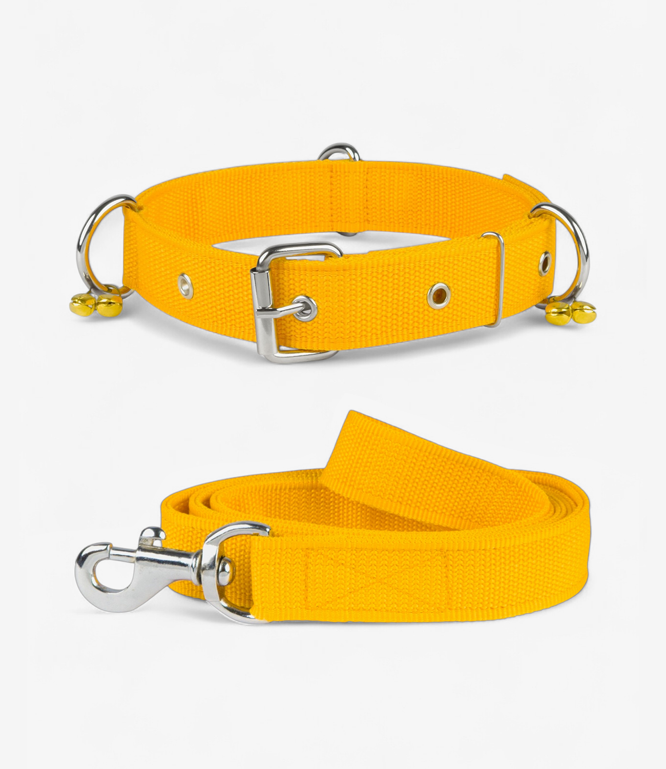 Bell Collar & Leash For Dog - Yellow