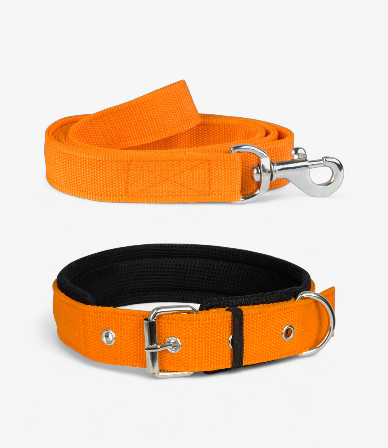 Ultra Soft Padded Dog Collar & Leash - Orange