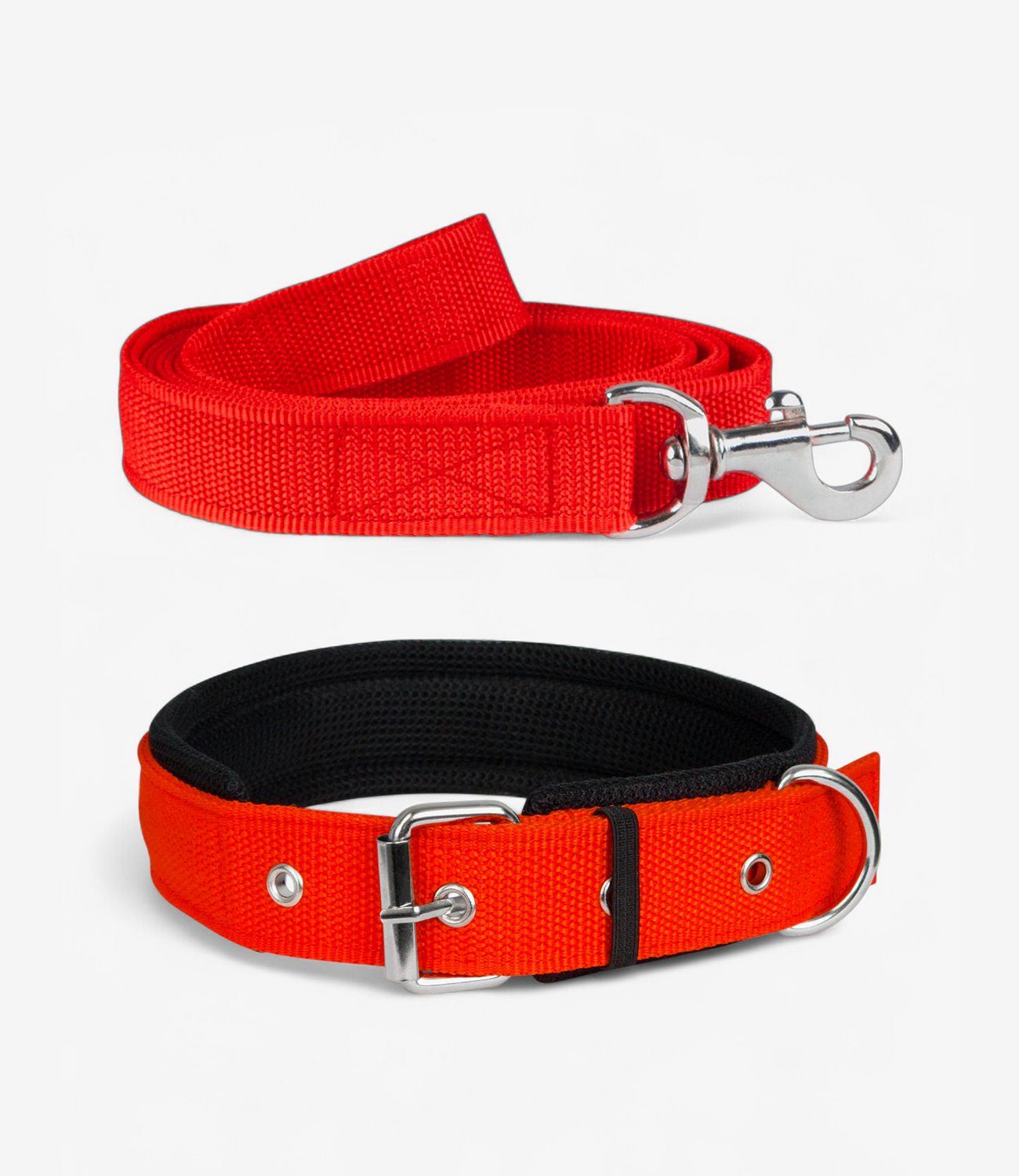 Ultra Soft Padded Dog Collar & Leash - Red