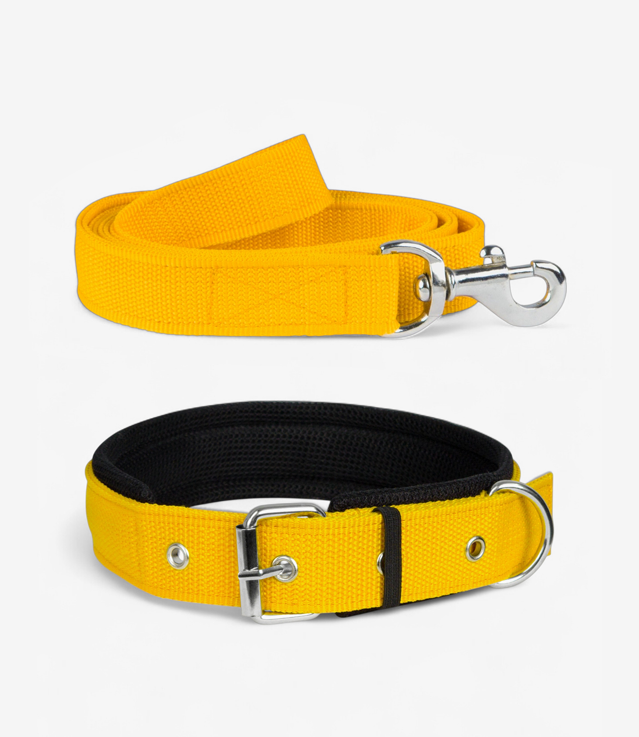 Ultra Soft Padded Dog Collar & Leash - Yellow