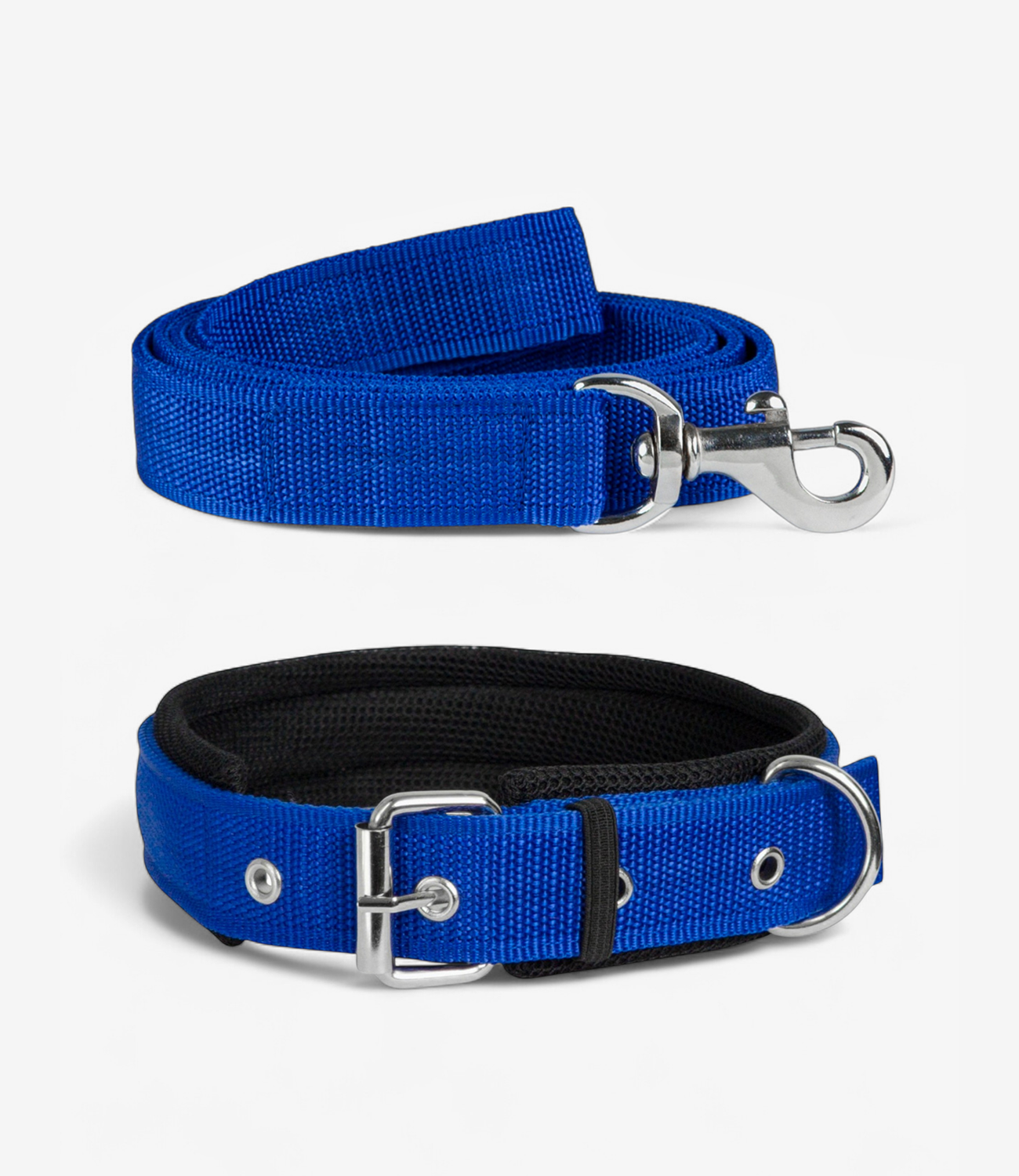 Ultra Soft Padded Dog Collar & Leash - Blue